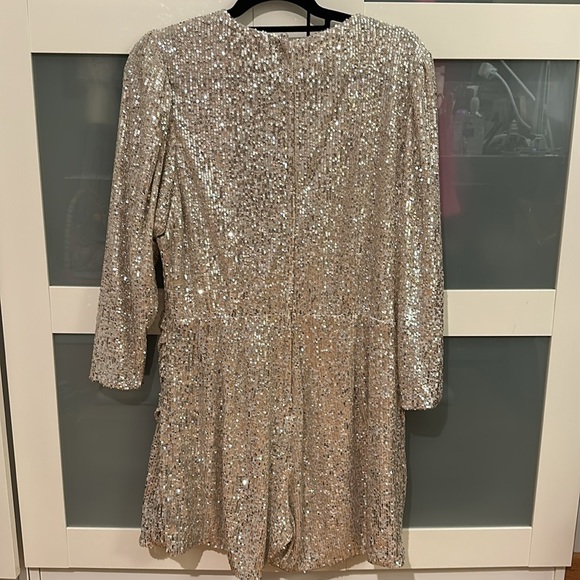 H&M sequined silver long sleeve skort romper - Picture 7 of 11